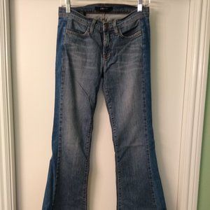 Blue flared J Brand Jeans size 27 with contrasting blue side stripe